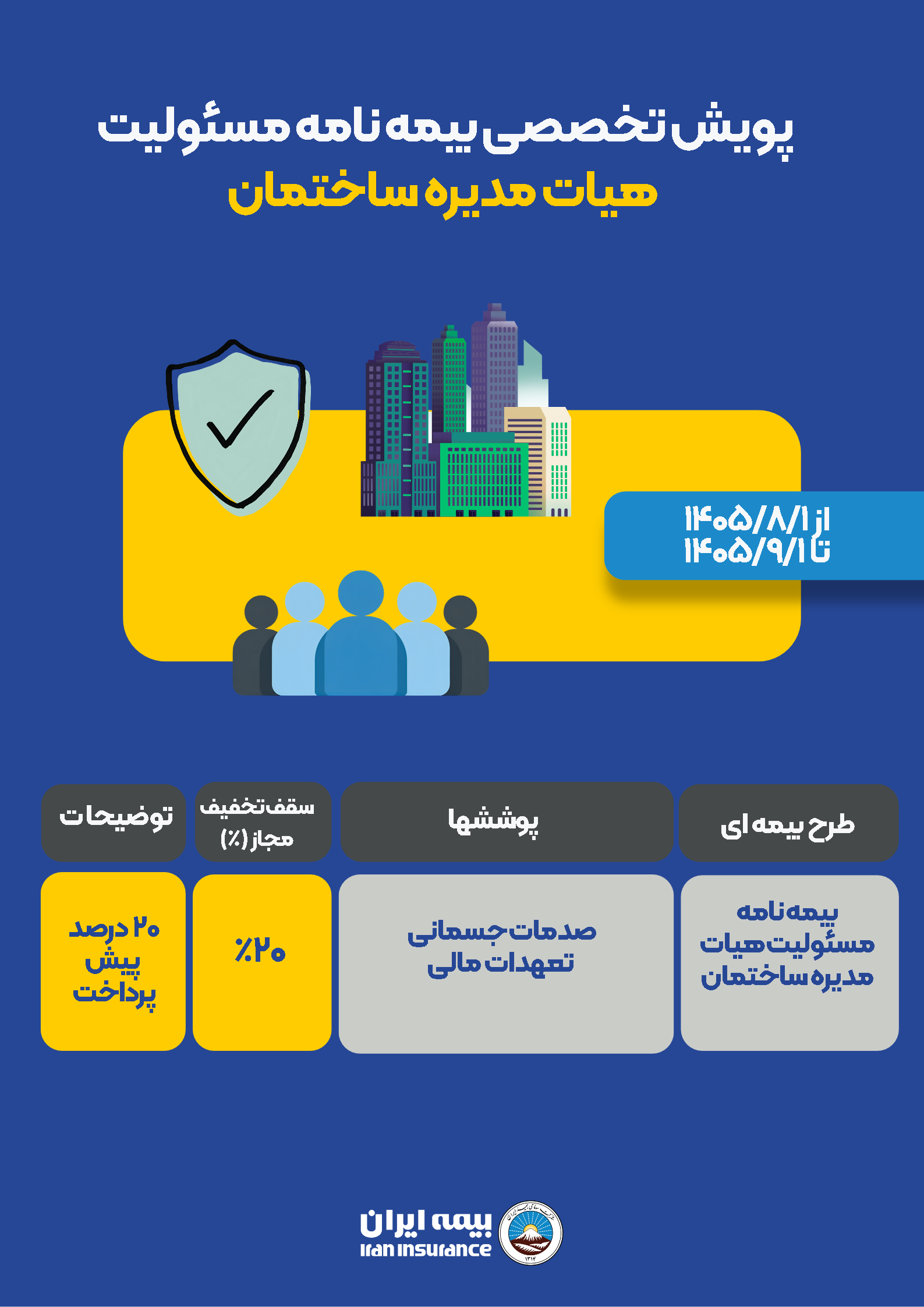 آغاز پویش تخصصی فروش بیمه‌نامه مسئولیت هیئت‌مدیره ساختمان بیمه ایران
